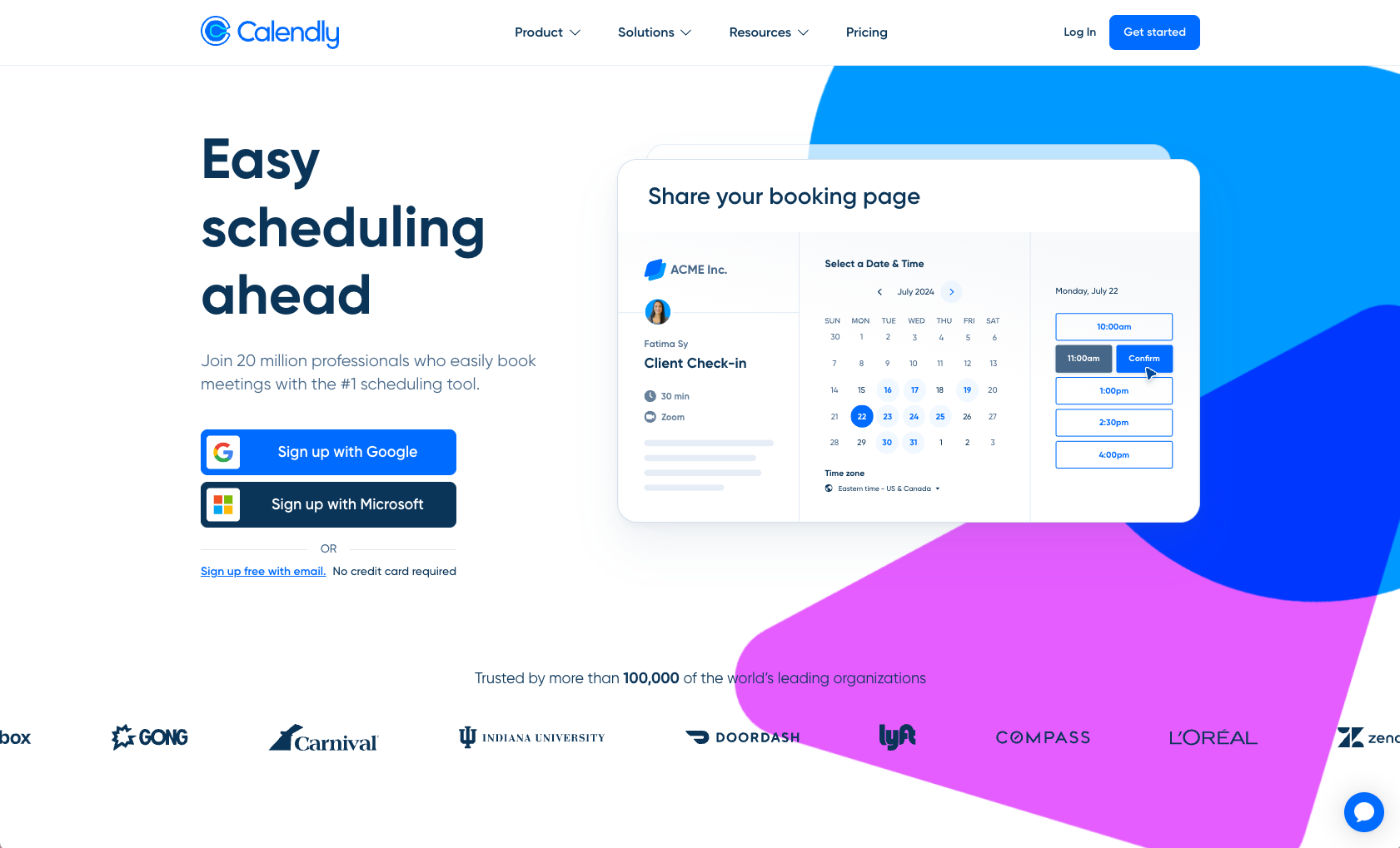 A scheduling-tool landing page — used as a study reference for Hallmark's DNA extractor